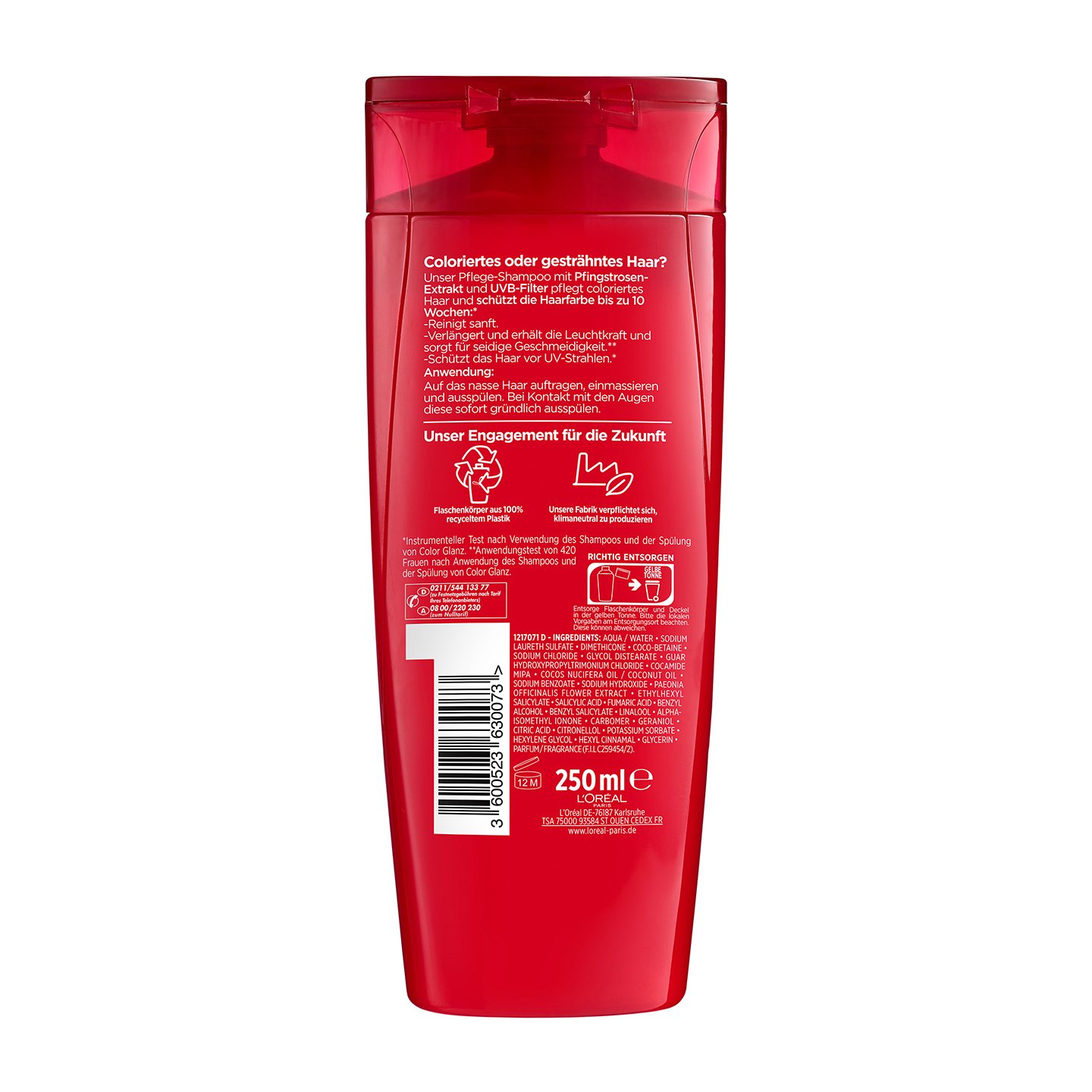 ELVITAL Color Glanz Pflege-Shampoo - Produkt Rückansicht